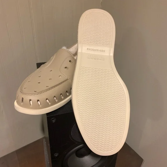 Sperry Men's Boat Shoes Taupe Rubber Faux Fur Lined Indoor Outdoor Size 13 NIB - Picture 8 of 9